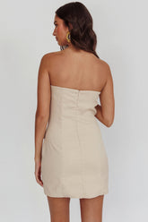 Titania Strapless Buttoned Mini Dress Light Taupe